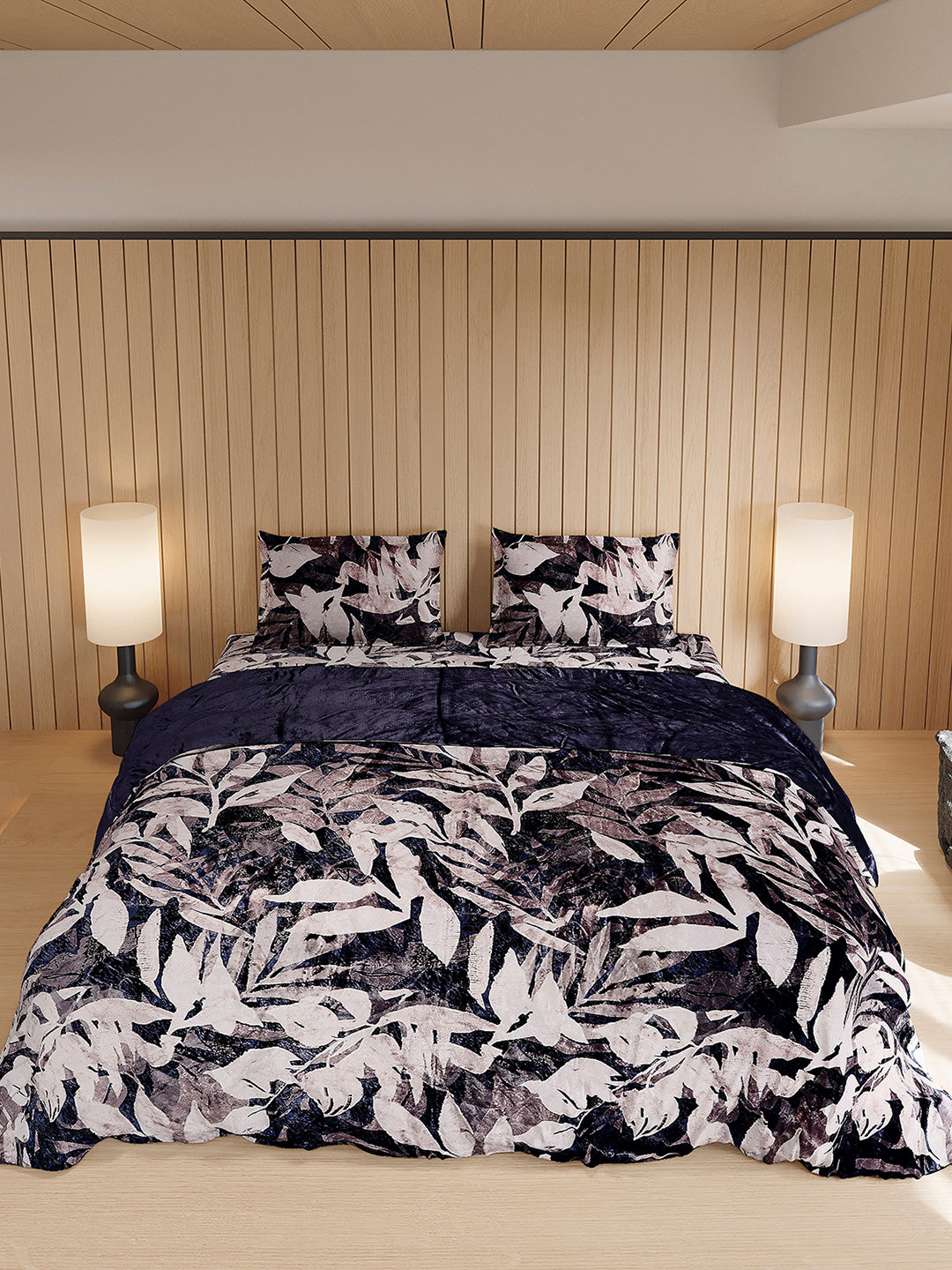 904 GSM 100% Polyester Double Bed 1 Bedsheet, 1 Duvet Cover & 2 Pillow Cover (Meteor 4 Pcs Set)