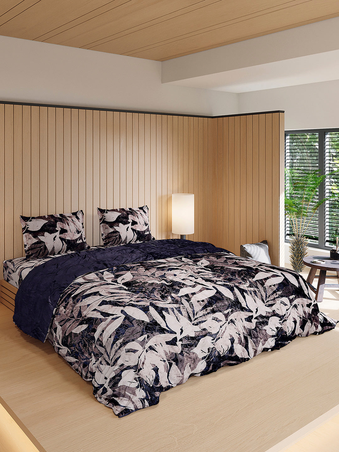 904 GSM 100% Polyester Double Bed 1 Bedsheet, 1 Duvet Cover & 2 Pillow Cover (Meteor 4 Pcs Set)