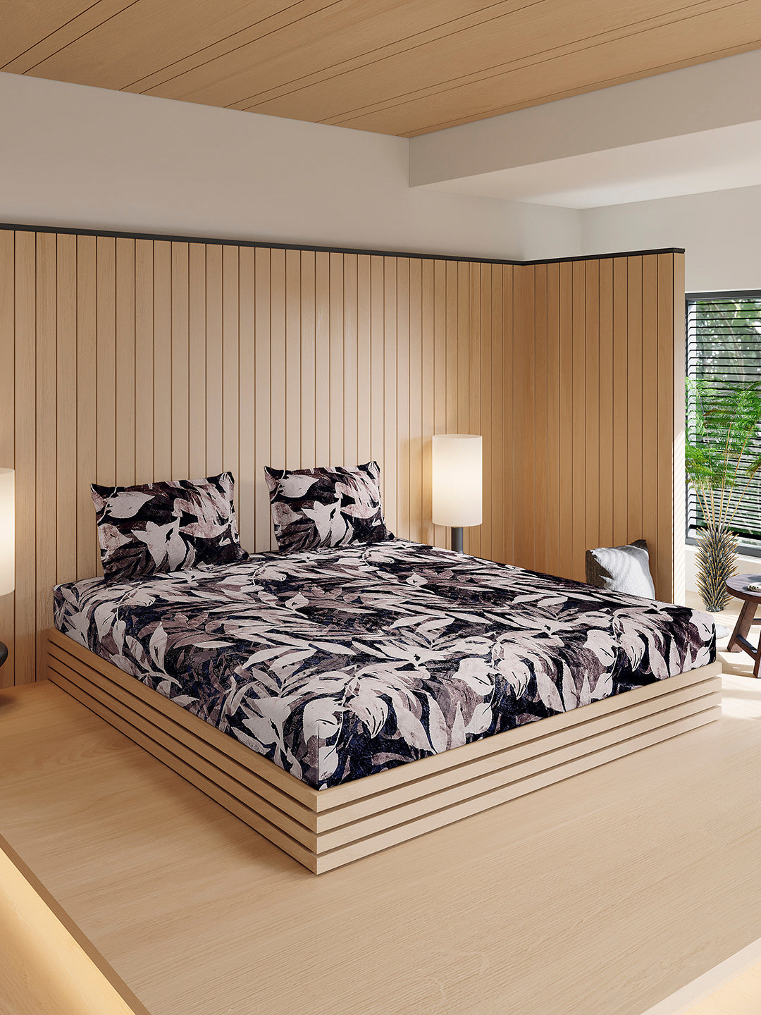 904 GSM 100% Polyester Double Bed 1 Bedsheet, 1 Duvet Cover & 2 Pillow Cover (Meteor 4 Pcs Set)