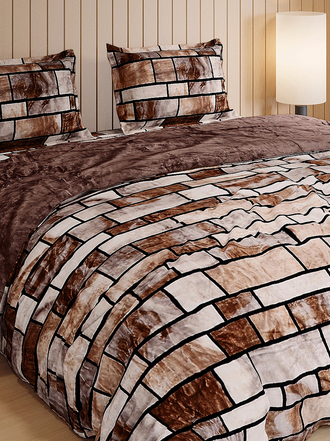 904 GSM 100% Polyester Double Bed 1 Bedsheet, 1 Duvet Cover & 2 Pillow Cover (Meteor 4 Pcs Set)