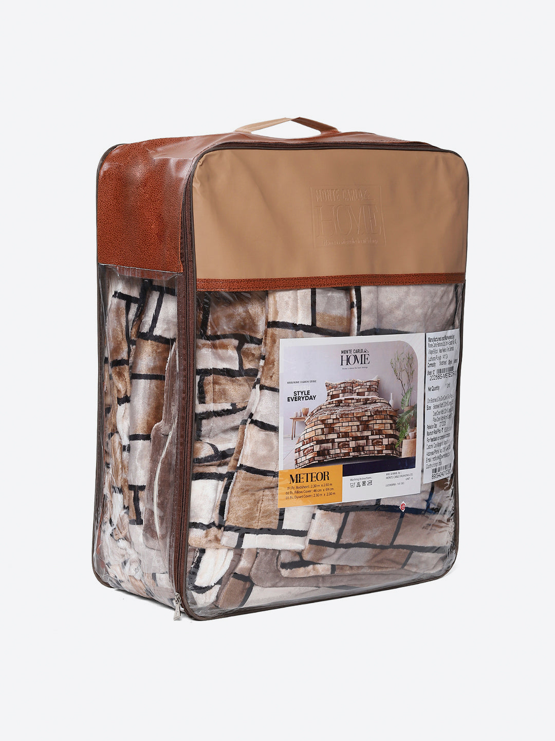 904 GSM 100% Polyester Double Bed 1 Bedsheet, 1 Duvet Cover & 2 Pillow Cover (Meteor 4 Pcs Set)