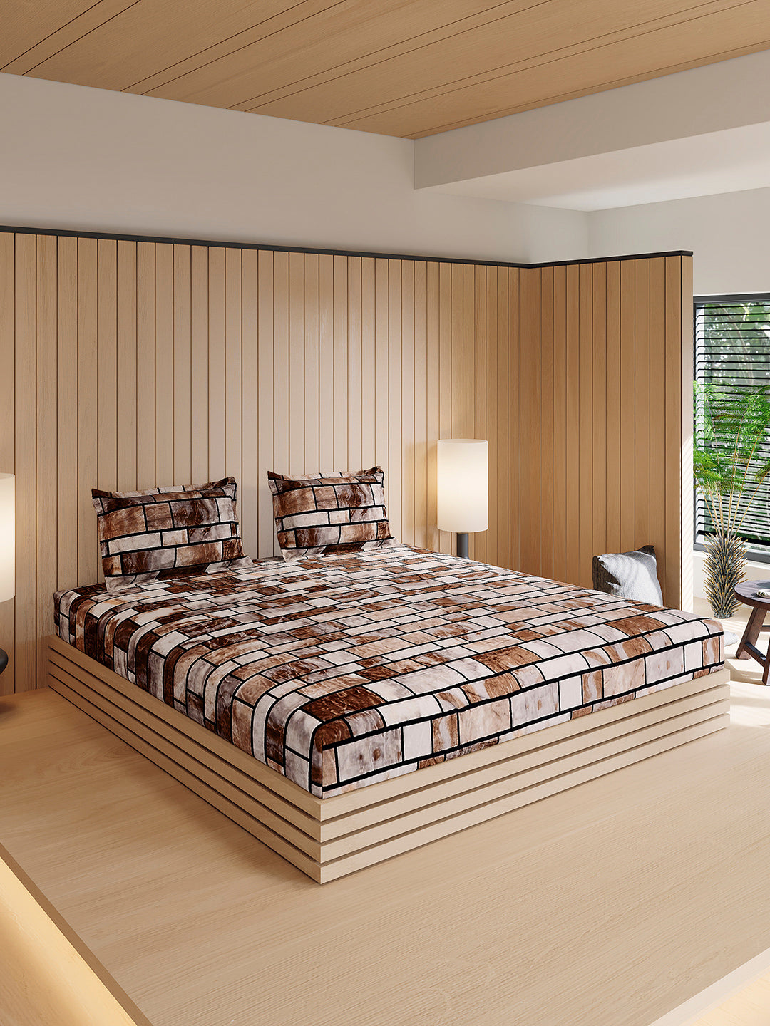 904 GSM 100% Polyester Double Bed 1 Bedsheet, 1 Duvet Cover & 2 Pillow Cover (Meteor 4 Pcs Set)