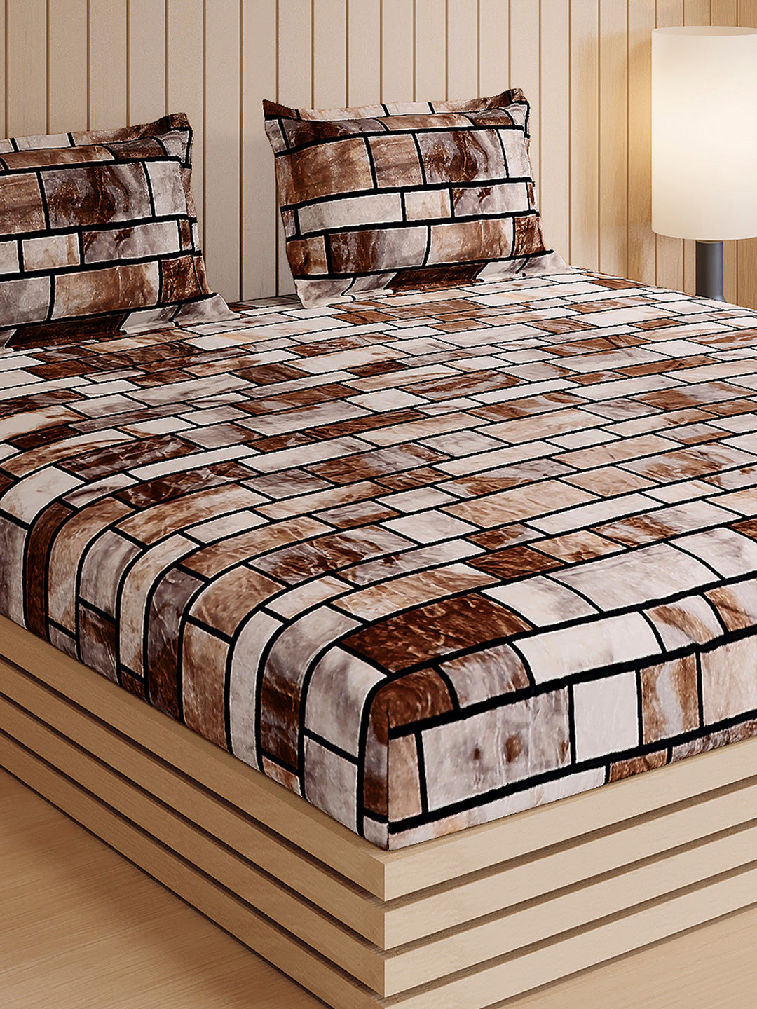 904 GSM 100% Polyester Double Bed 1 Bedsheet, 1 Duvet Cover & 2 Pillow Cover (Meteor 4 Pcs Set)