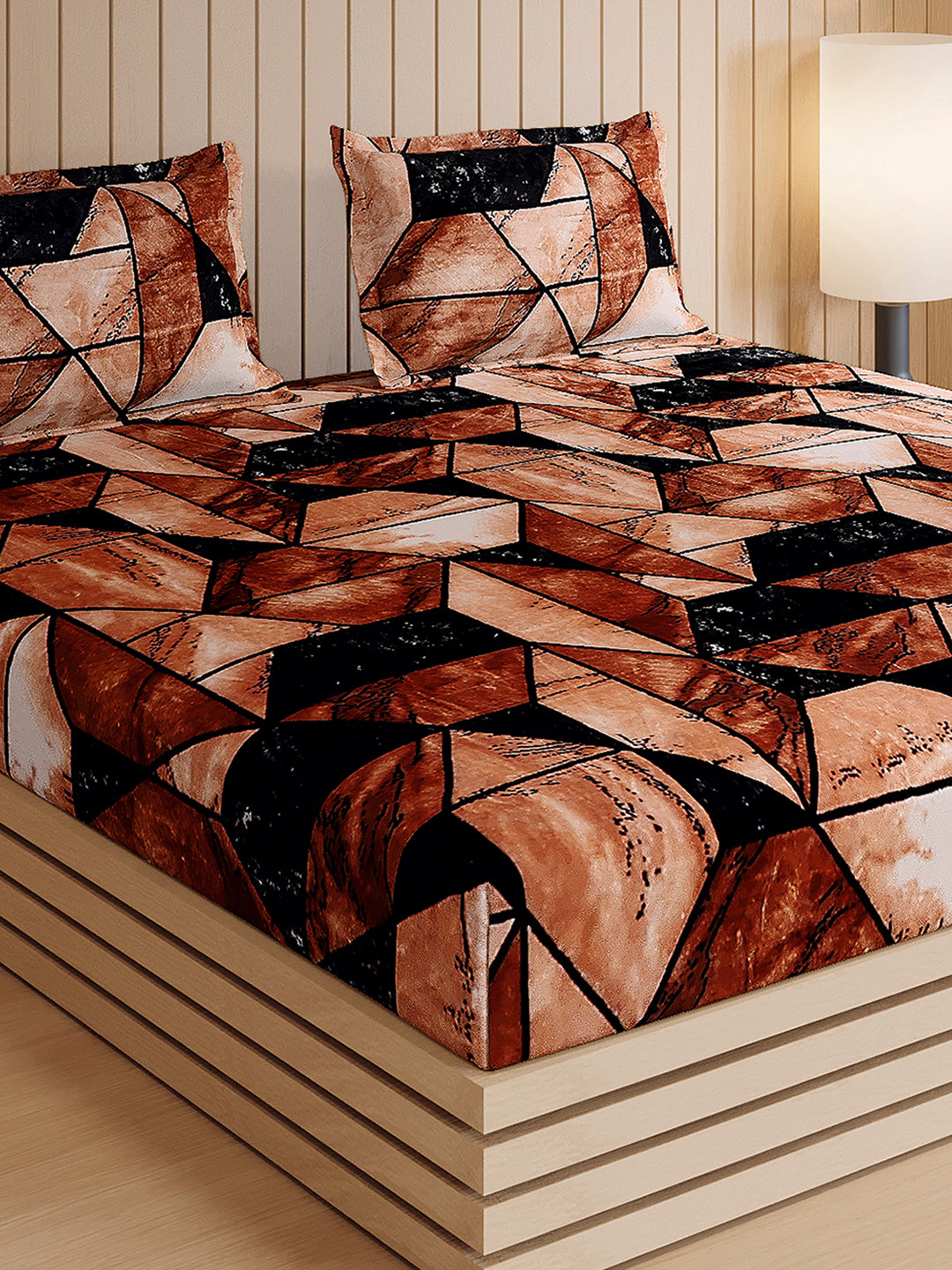 904 GSM 100% Polyester Double Bed 1 Bedsheet, 1 Duvet Cover & 2 Pillow Cover (Meteor 4 Pcs Set)