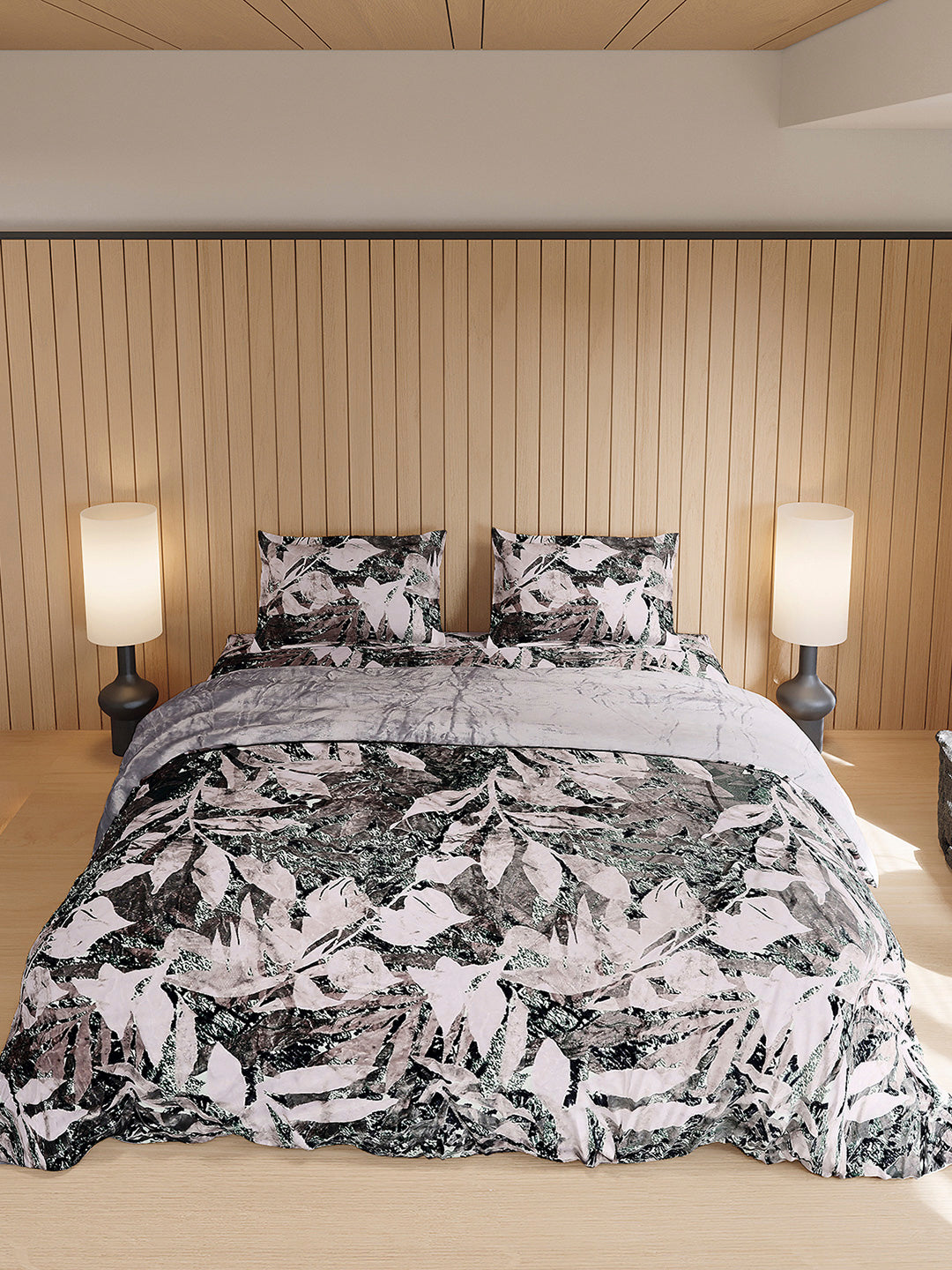 904 GSM 100% Polyester Double Bed 1 Bedsheet, 1 Duvet Cover & 2 Pillow Cover (Meteor 4 Pcs Set)