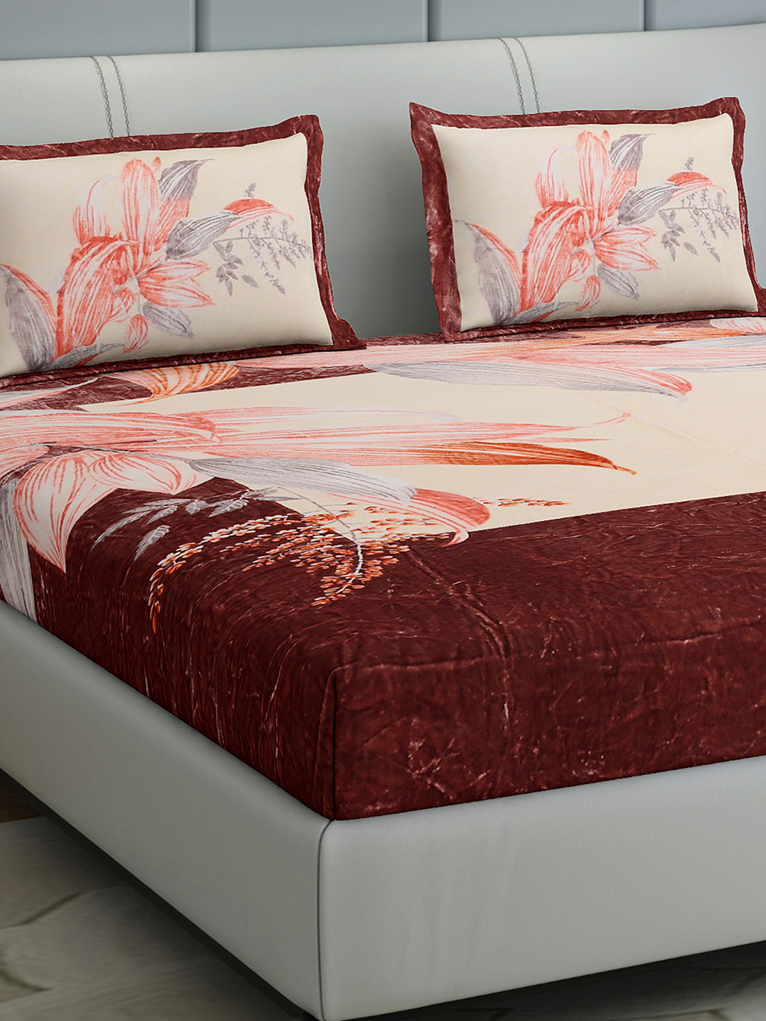 331 GSM 100% Polyester Double Bed 1 Bedsheet with 2 Pillow Cover (Miranda)