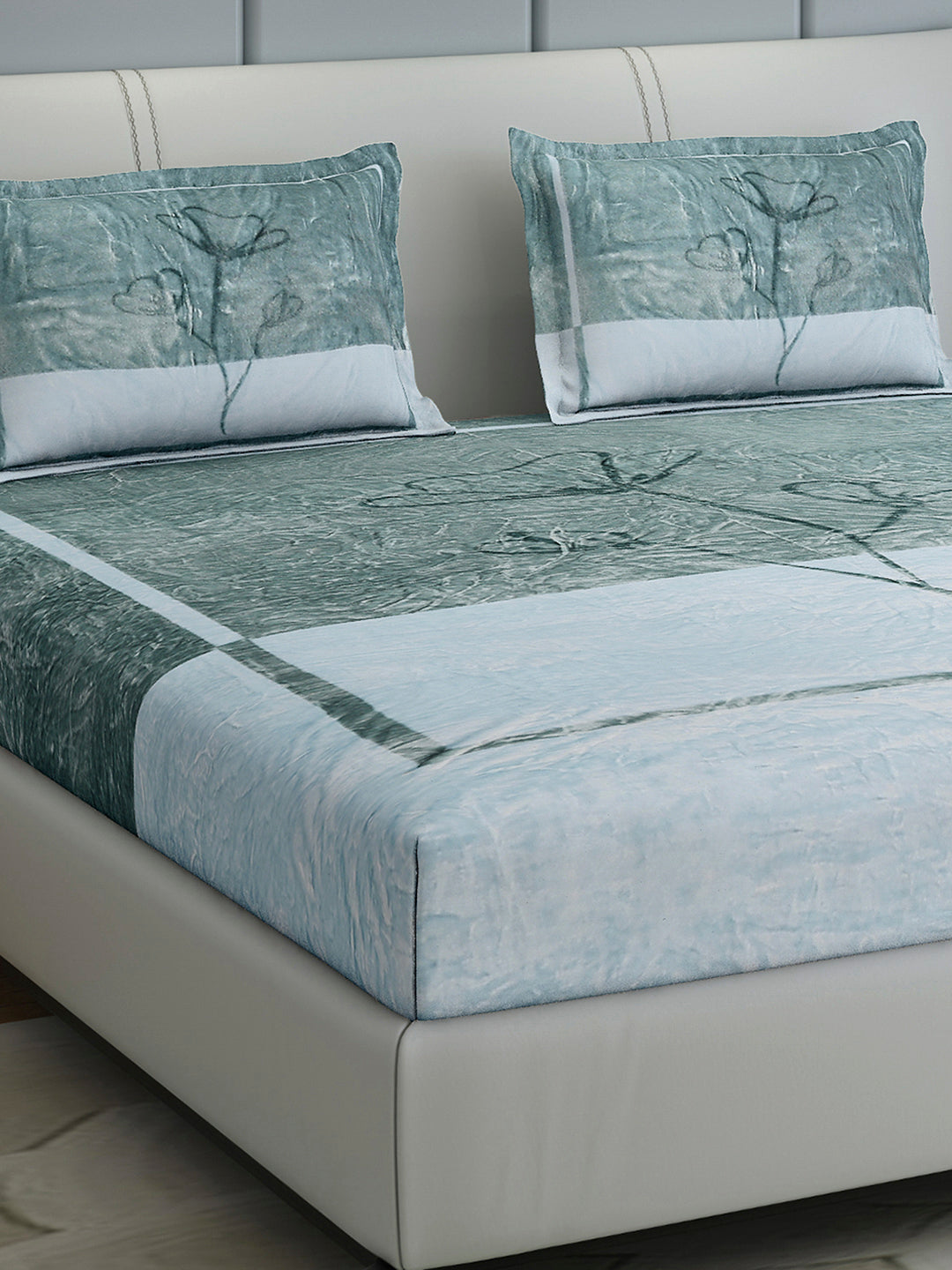 331 GSM 100% Polyester Double Bed 1 Bedsheet with 2 Pillow Cover (Miranda)