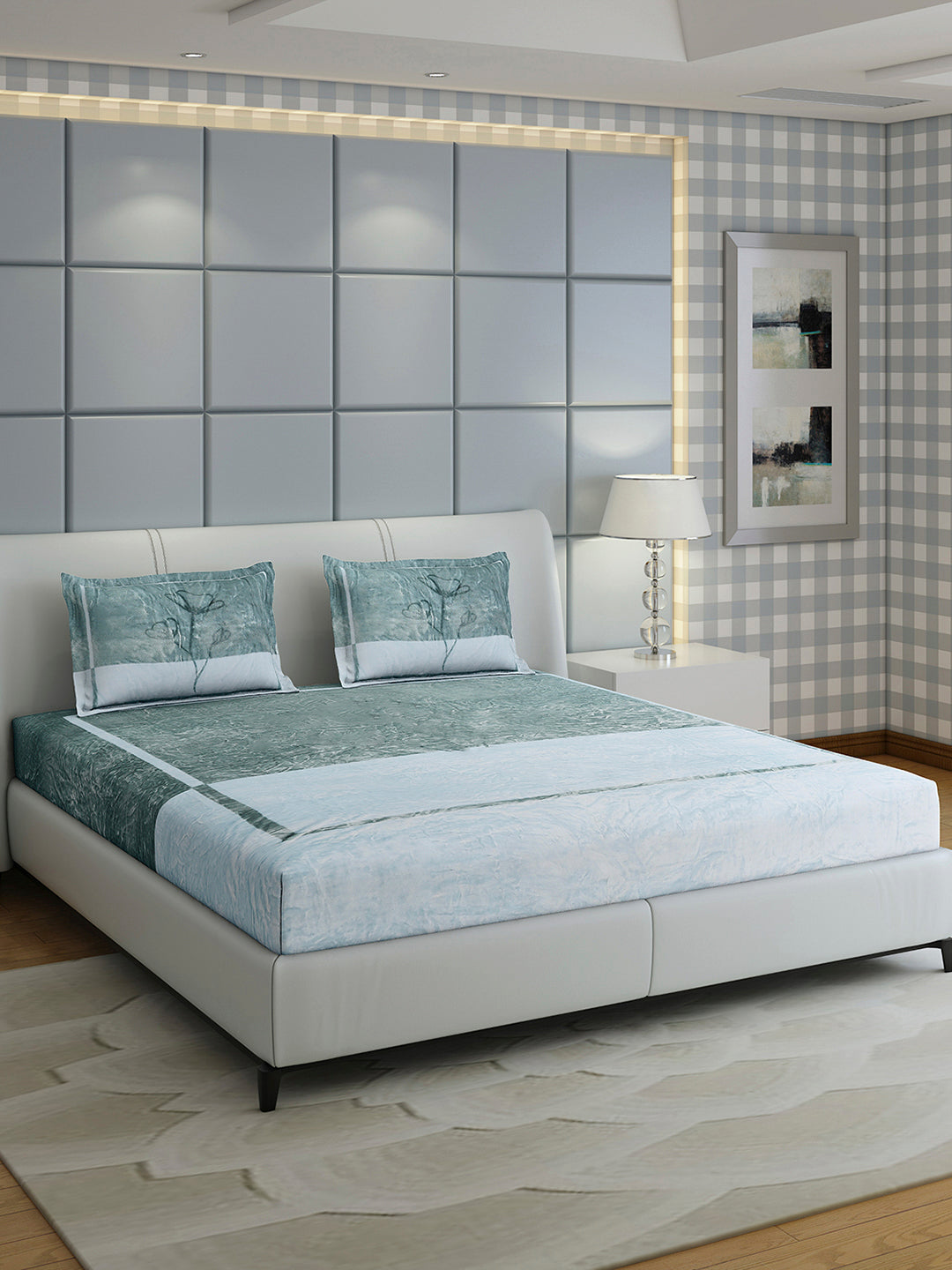 331 GSM 100% Polyester Double Bed 1 Bedsheet with 2 Pillow Cover (Miranda)