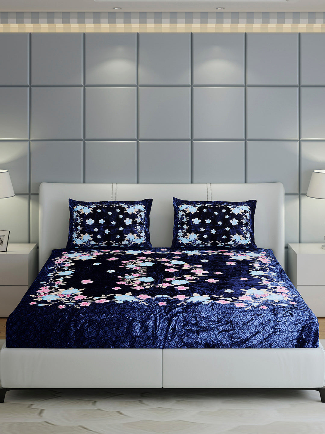 331 GSM 100% Polyester Double Bed 1 Bedsheet with 2 Pillow Cover (Miranda)