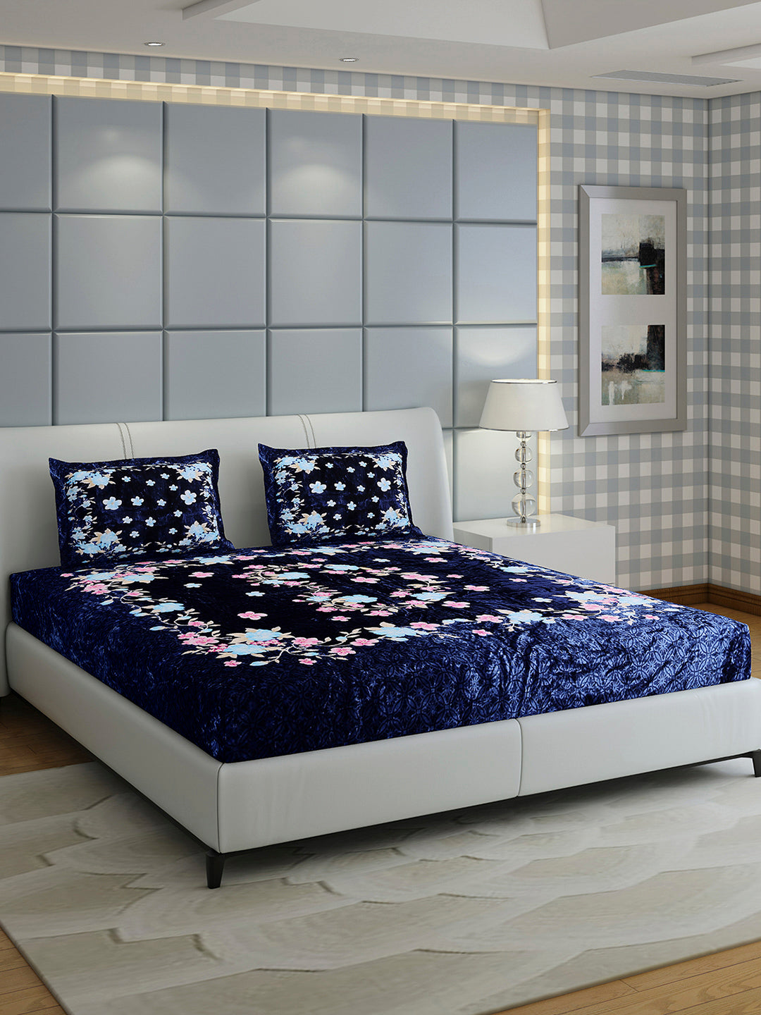 331 GSM 100% Polyester Double Bed 1 Bedsheet with 2 Pillow Cover (Miranda)