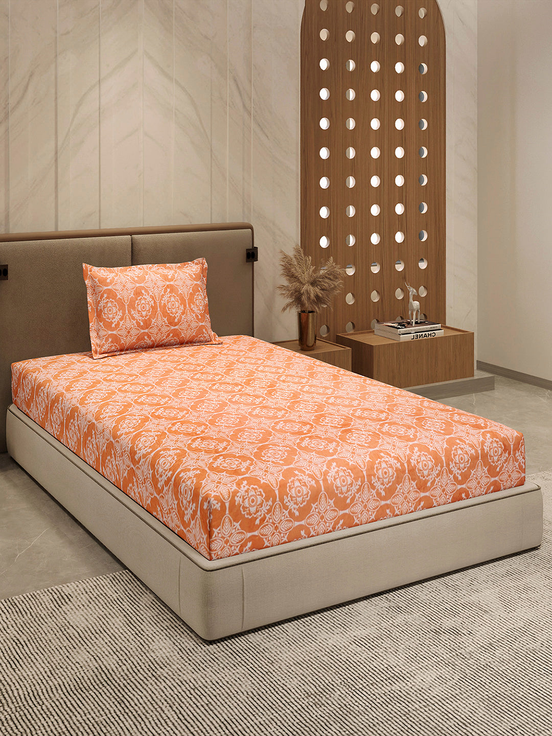 264 GSM 100% Polyester Single Bed 1 Bedsheet with 1 Pillow Cover (Nixie Piece)