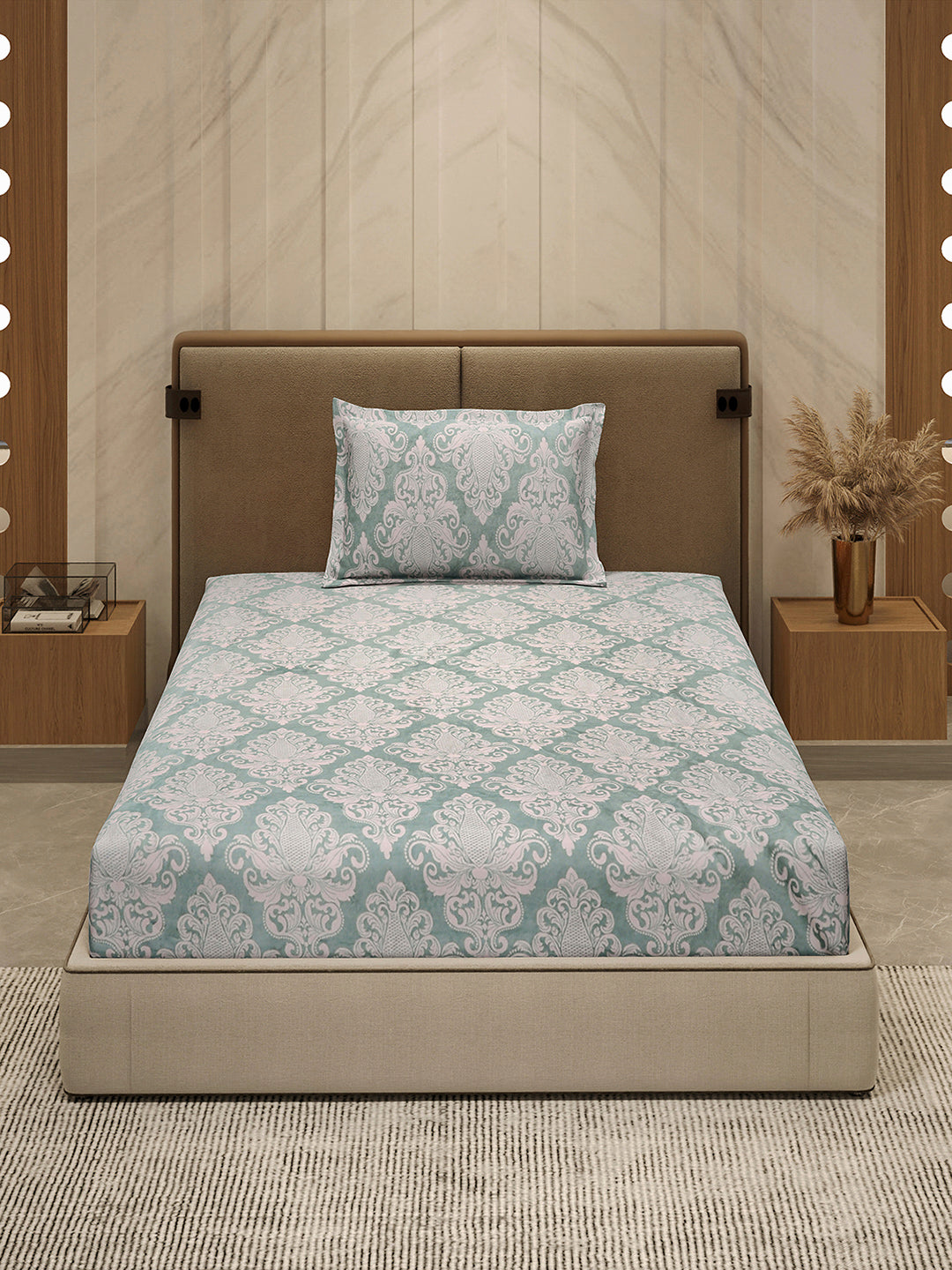 264 GSM 100% Polyester Single Bed 1 Bedsheet with 1 Pillow Cover (Nixie Piece)