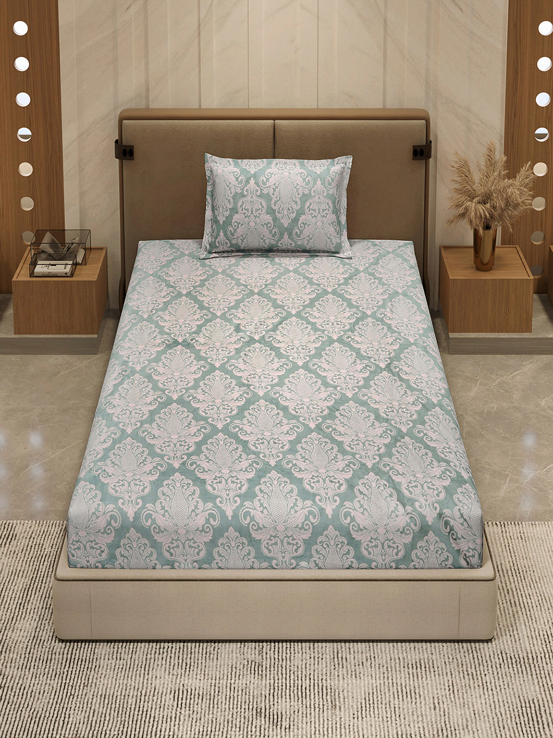 264 GSM 100% Polyester Single Bed 1 Bedsheet with 1 Pillow Cover (Nixie Piece)