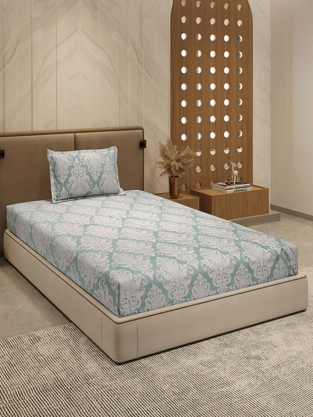 264 GSM 100% Polyester Single Bed 1 Bedsheet with 1 Pillow Cover (Nixie Piece)