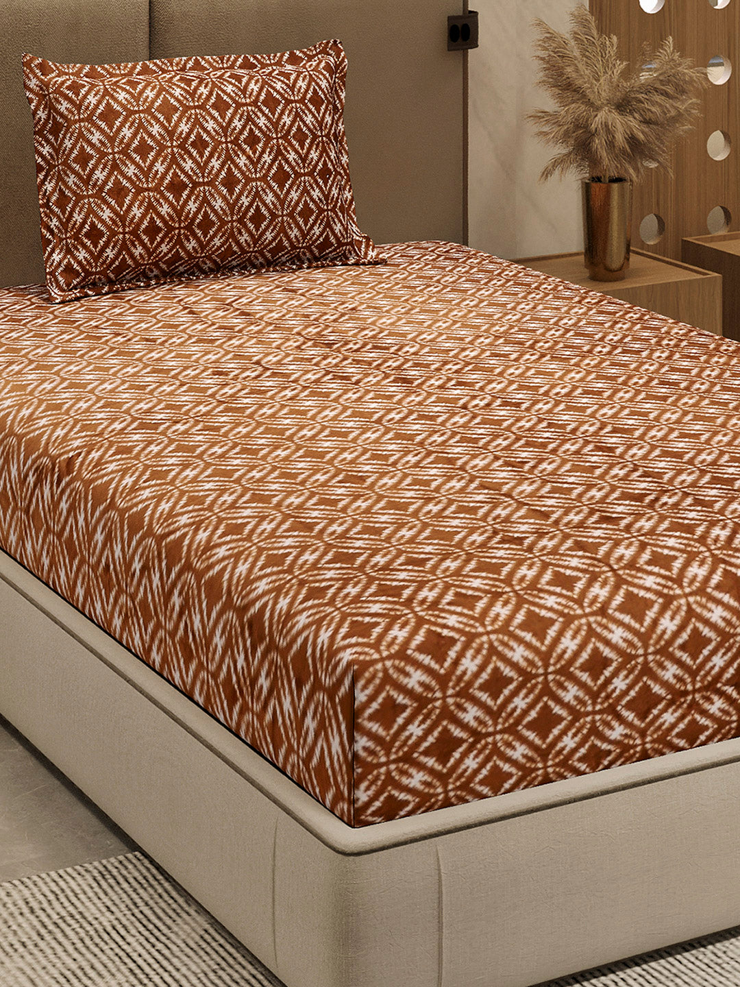 264 GSM 100% Polyester Single Bed 1 Bedsheet with 1 Pillow Cover (Nixie Piece)