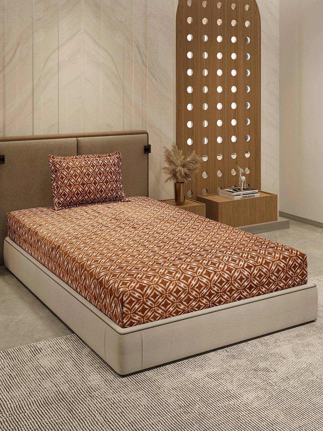 264 GSM 100% Polyester Single Bed 1 Bedsheet with 1 Pillow Cover (Nixie Piece)