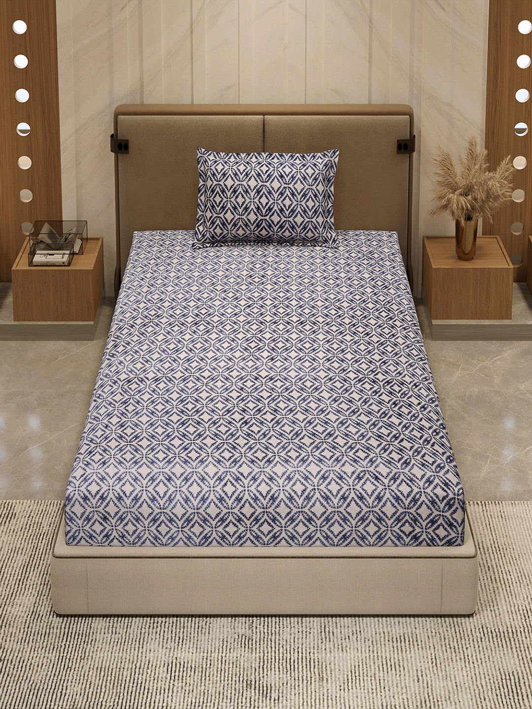 264 GSM 100% Polyester Single Bed 1 Bedsheet with 1 Pillow Cover (Nixie Piece)