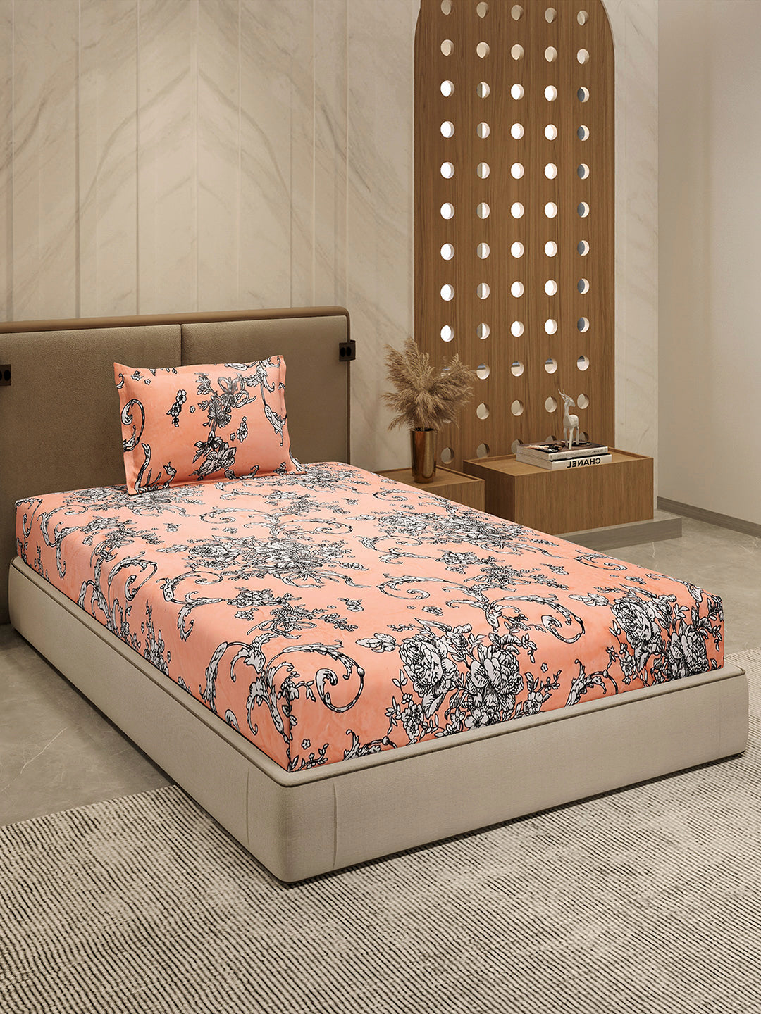 264 GSM 100% Polyester Single Bed 1 Bedsheet with 1 Pillow Cover (Nixie Piece)