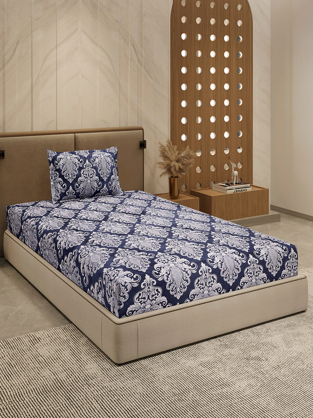 264 GSM 100% Polyester Single Bed 1 Bedsheet with 1 Pillow Cover (Nixie Piece)