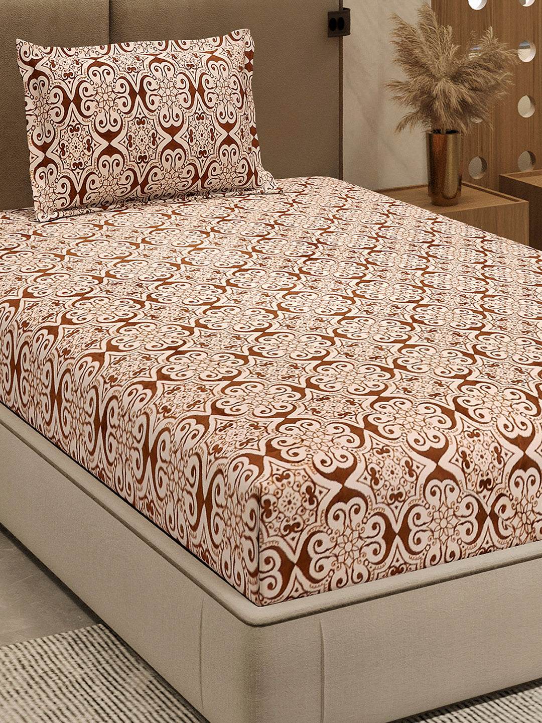 264 GSM 100% Polyester Single Bed 1 Bedsheet with 1 Pillow Cover (Nixie Piece)