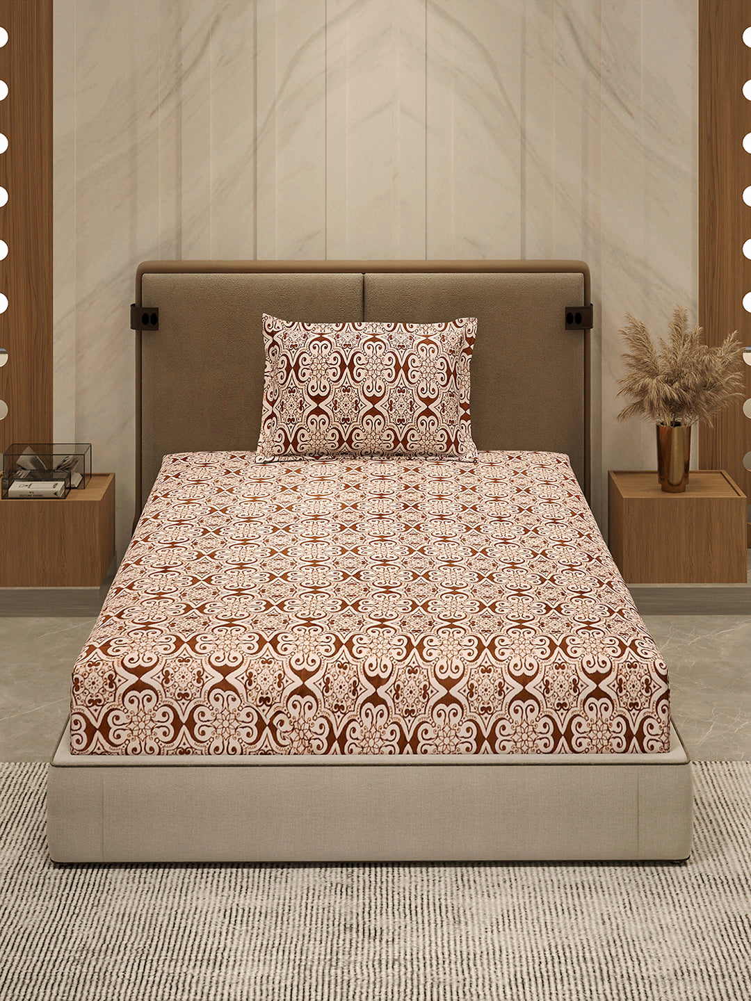 264 GSM 100% Polyester Single Bed 1 Bedsheet with 1 Pillow Cover (Nixie Piece)