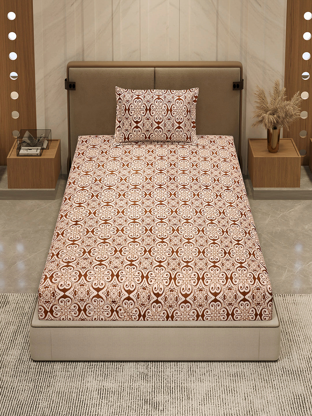 264 GSM 100% Polyester Single Bed 1 Bedsheet with 1 Pillow Cover (Nixie Piece)