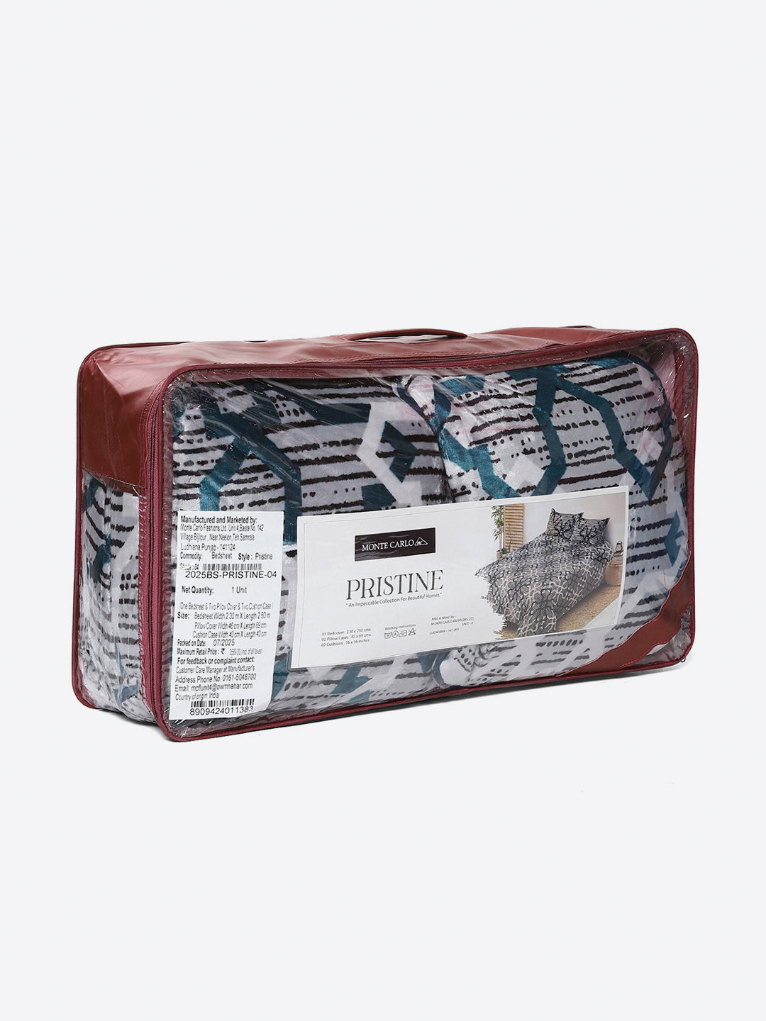 487 GSM 100% Polyester Double Bed 1 Bedsheet, 2 Pillow Cover & 2 Cushion Case (Pristine 4 Pcs Set)