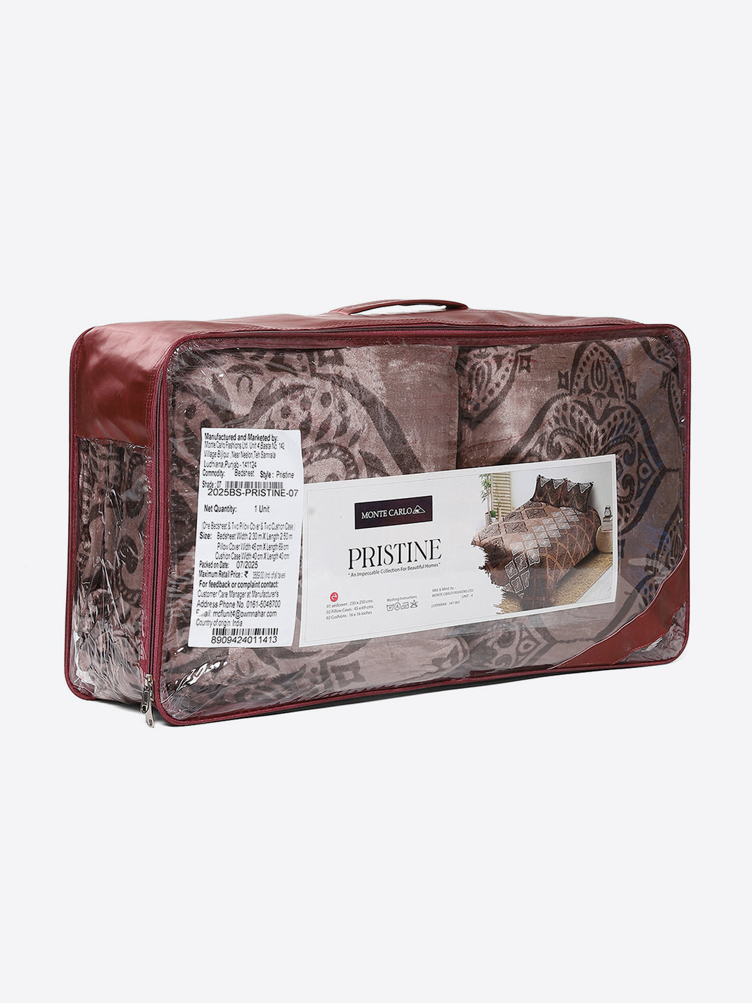 487 GSM 100% Polyester Double Bed 1 Bedsheet, 2 Pillow Cover & 2 Cushion Case (Pristine 4 Pcs Set)