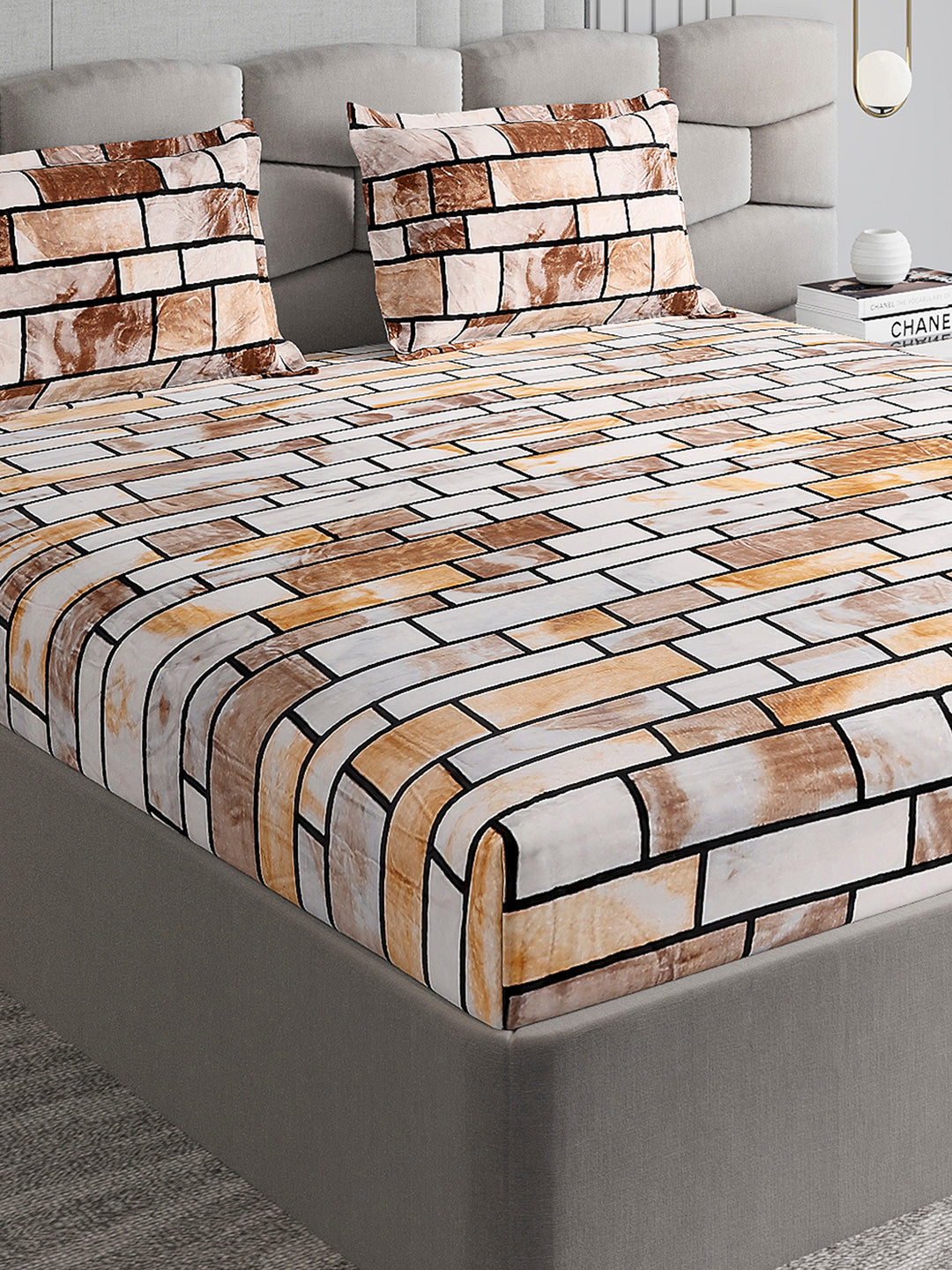 371 GSM Polyester King Bed 1 Bedsheet with 2 Pillow Cover (Rubina King)