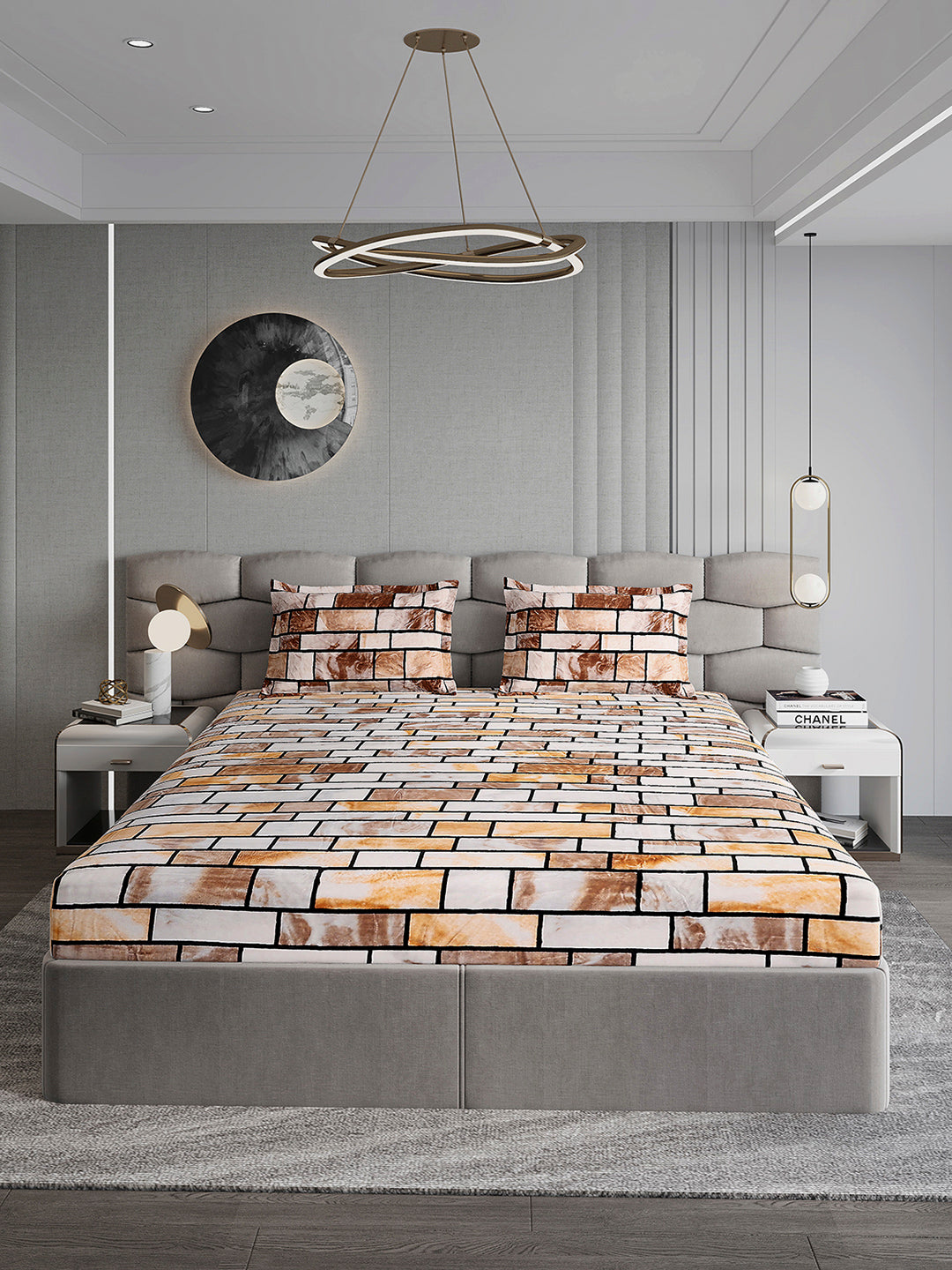 371 GSM Polyester King Bed 1 Bedsheet with 2 Pillow Cover (Rubina King)