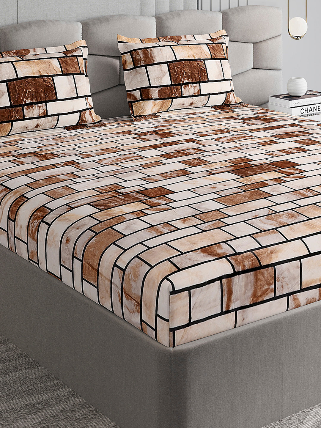 371 GSM 100% Polyester King Bed 1 Bedsheet with 2 Pillow Cover (Rubina King)