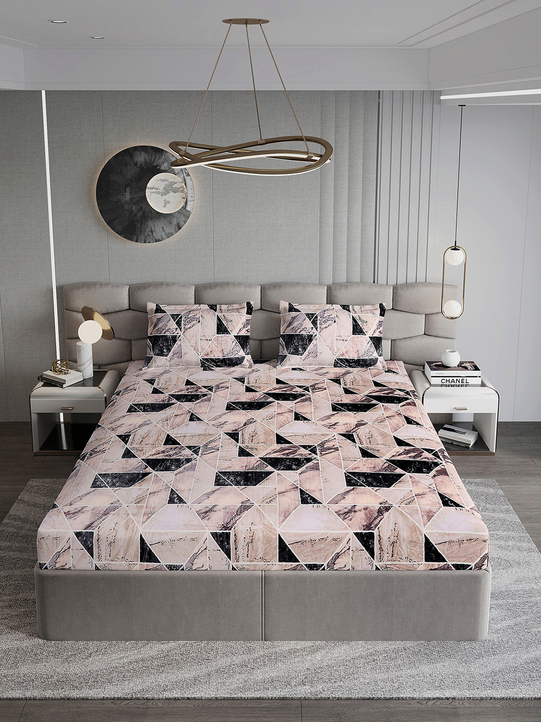 371 GSM Polyester King Bed 1 Bedsheet with 2 Pillow Cover (Rubina King)