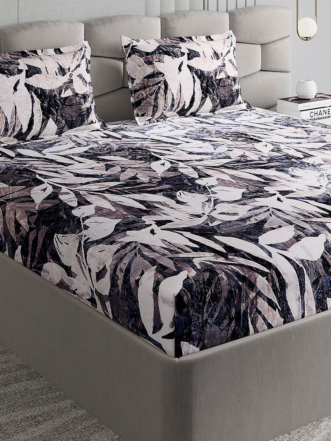 371 GSM 100% Polyester King Bed 1 Bedsheet with 2 Pillow Cover (Rubina King)