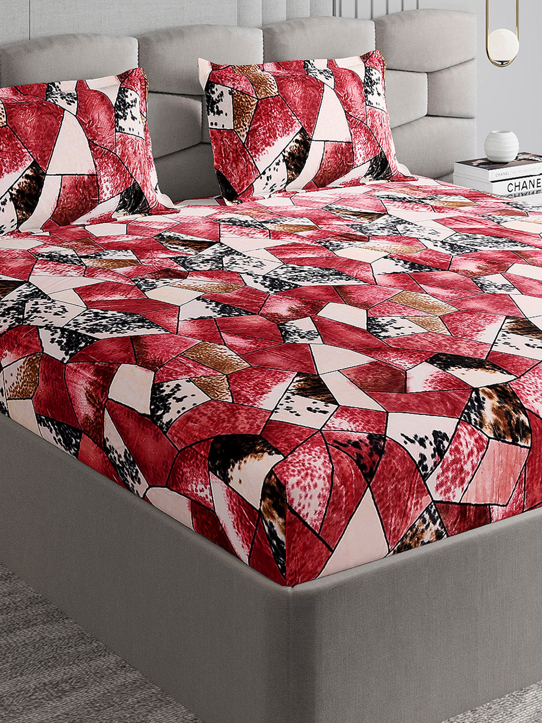 371 GSM Polyester King Bed 1 Bedsheet with 2 Pillow Cover (Rubina King)