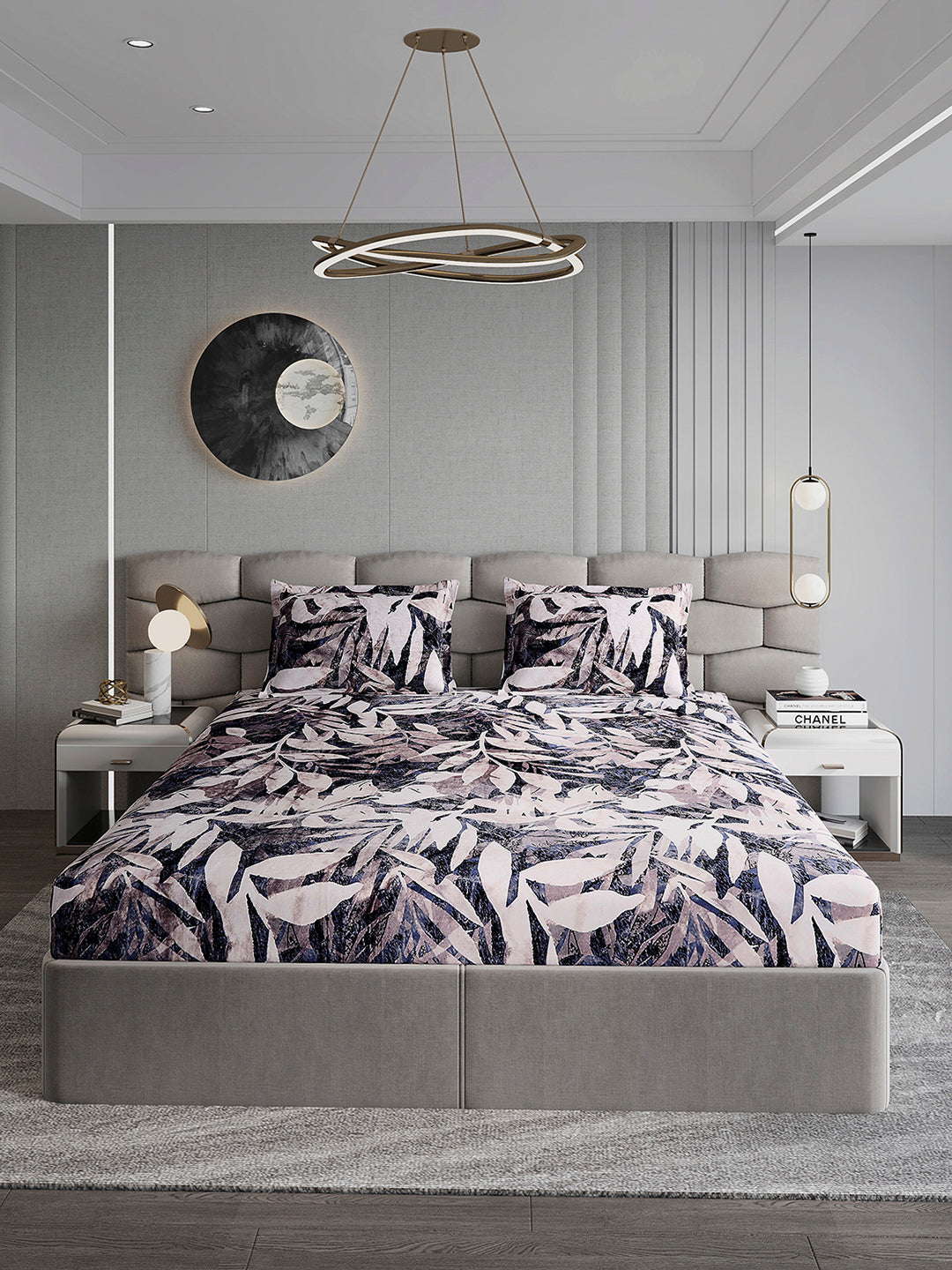 404 GSM Polyester Double Bed 1 Bedsheet with 2 Pillow Cover (Ruby Gold)
