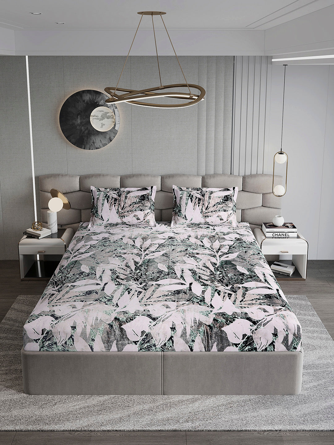 404 GSM Polyester Double Bed 1 Bedsheet with 2 Pillow Cover (Ruby Gold)