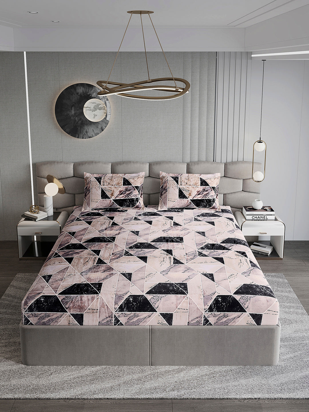 404 GSM Polyester Double Bed 1 Bedsheet with 2 Pillow Cover (Ruby Gold)