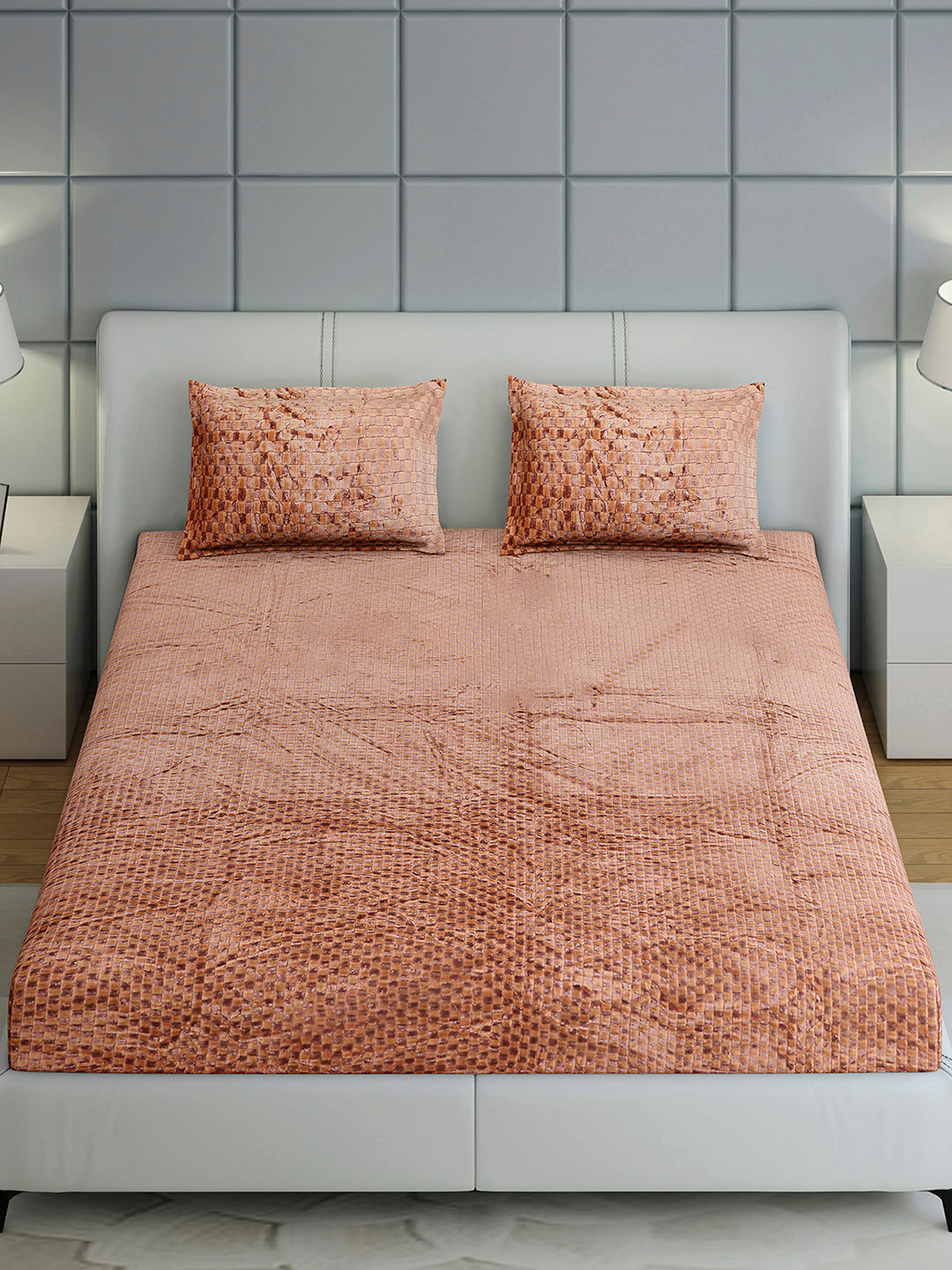 393 GSM 100% Polyester King Bed 1 Bedsheet with 2 Pillow Cover (Seven Seas)