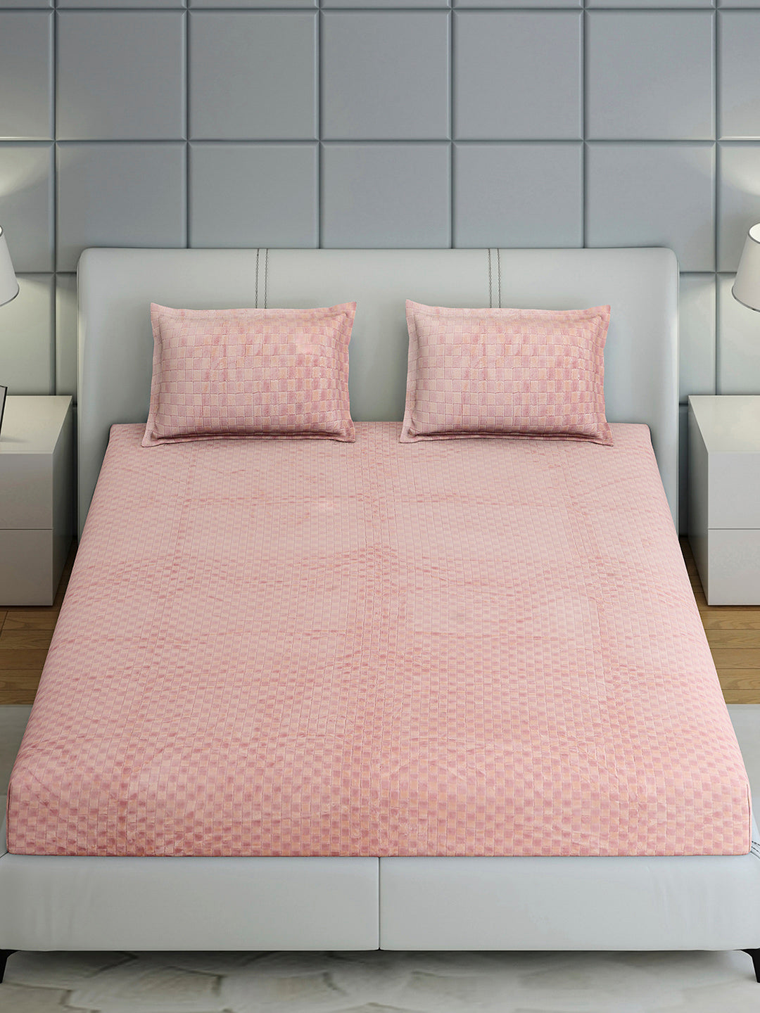 393 GSM 100% Polyester King Bed 1 Bedsheet with 2 Pillow Cover (Seven Seas)