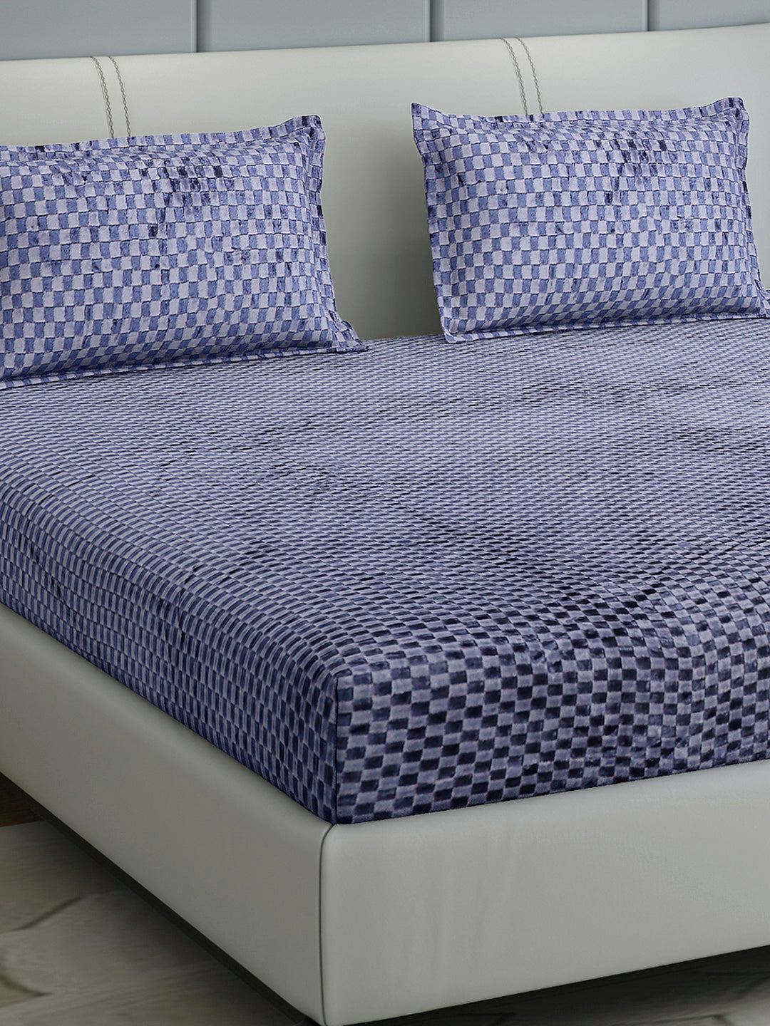 393 GSM 100% Polyester King Bed 1 Bedsheet with 2 Pillow Cover (Seven Seas)