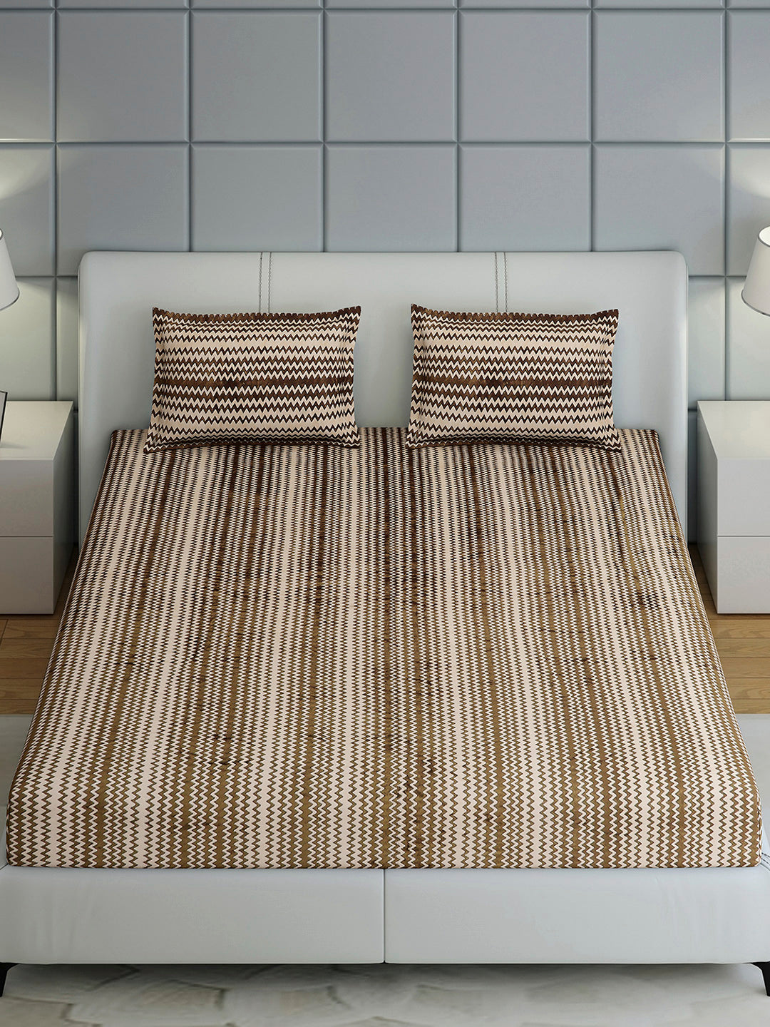 393 GSM Polyester King Bed 1 Bedsheet with 2 Pillow Covers (Spherix)