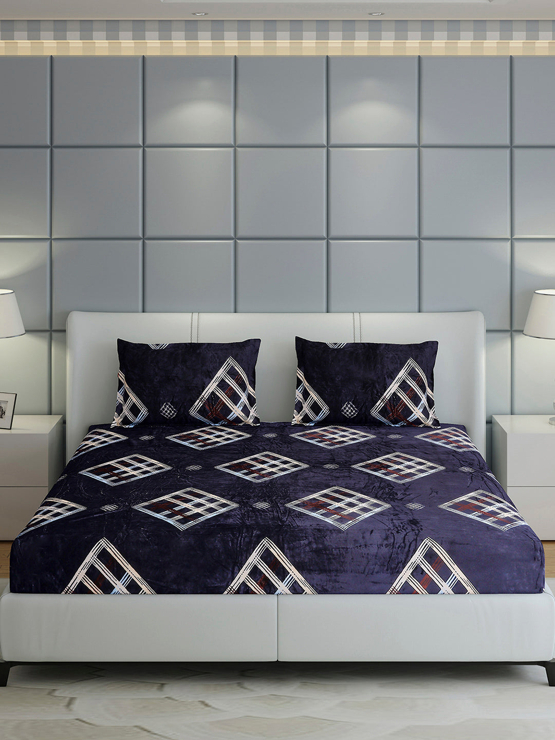 247 GSM 100% Polyester King Bed 1 Bedsheet with 2 Pillow Cover (Teresa)