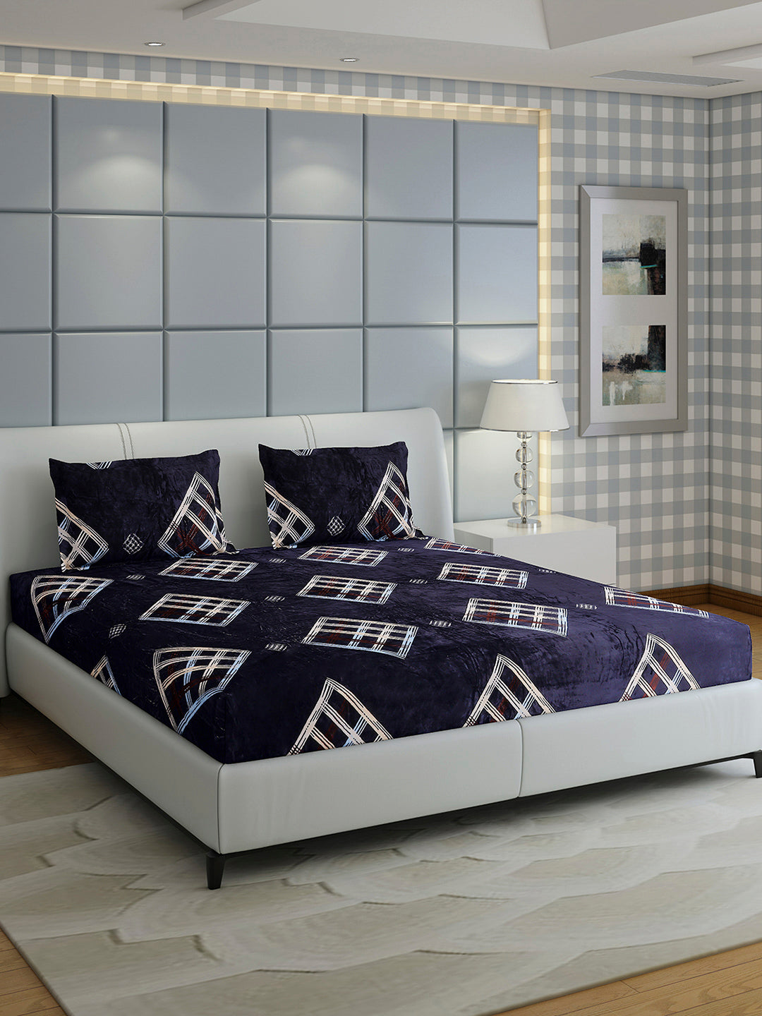 247 GSM 100% Polyester King Bed 1 Bedsheet with 2 Pillow Cover (Teresa)