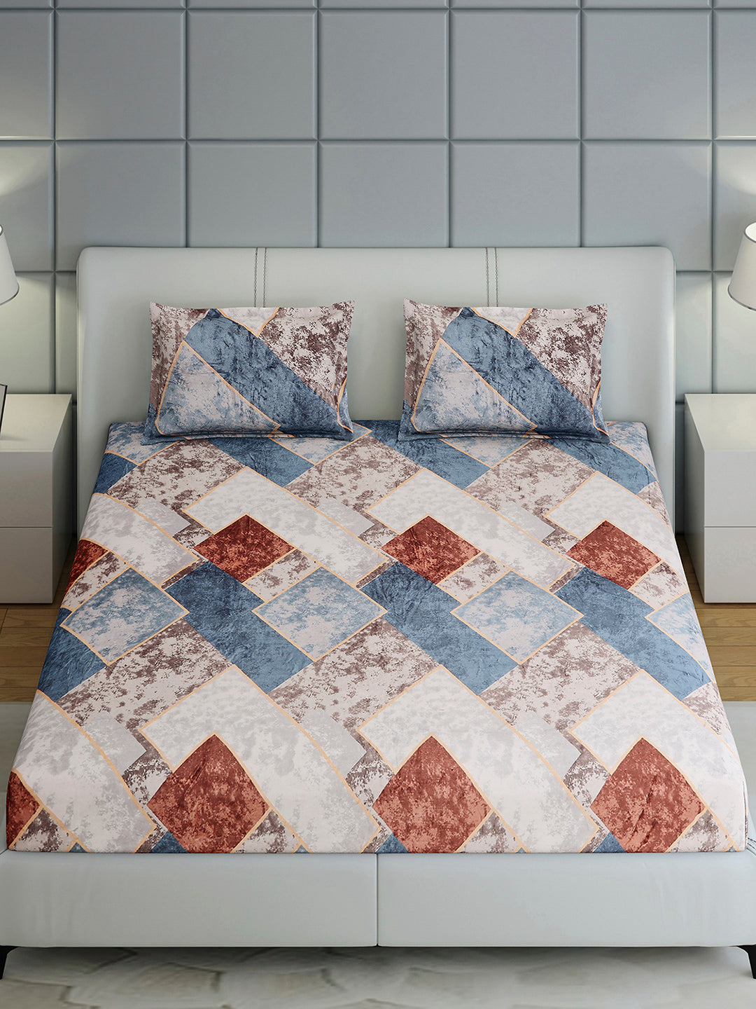 247 GSM 100% Polyester King Bed 1 Bedsheet with 2 Pillow Cover (Teresa)