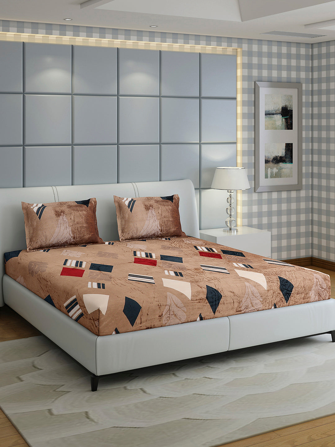 247 GSM 100% Polyester King Bed 1 Bedsheet with 2 Pillow Cover (Teresa)