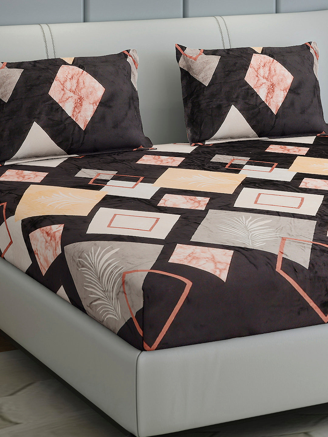 247 GSM 100% Polyester King Bed 1 Bedsheet with 2 Pillow Cover (Teresa)