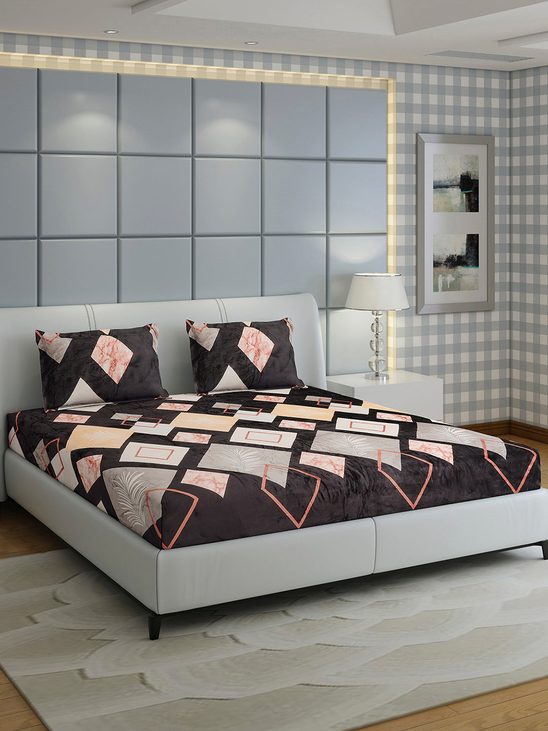 247 GSM 100% Polyester King Bed 1 Bedsheet with 2 Pillow Cover (Teresa)