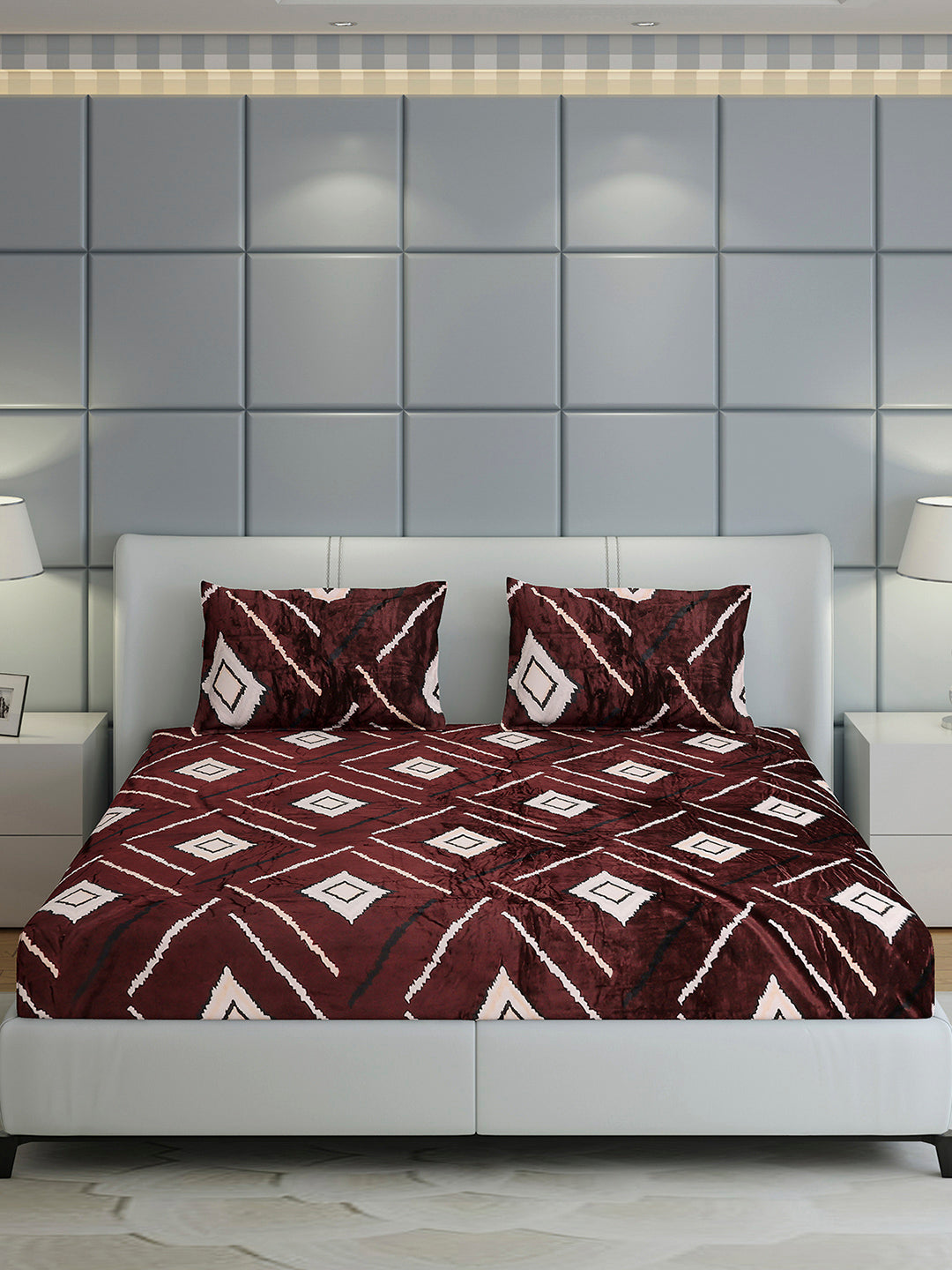 247 GSM 100% Polyester King Bed 1 Bedsheet with 2 Pillow Cover (Teresa)