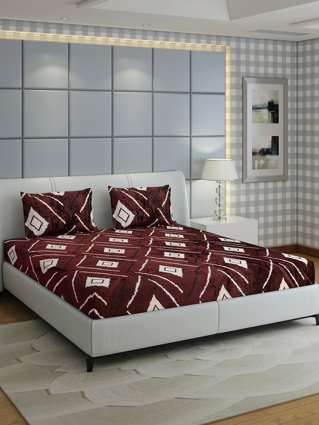 247 GSM 100% Polyester King Bed 1 Bedsheet with 2 Pillow Cover (Teresa)