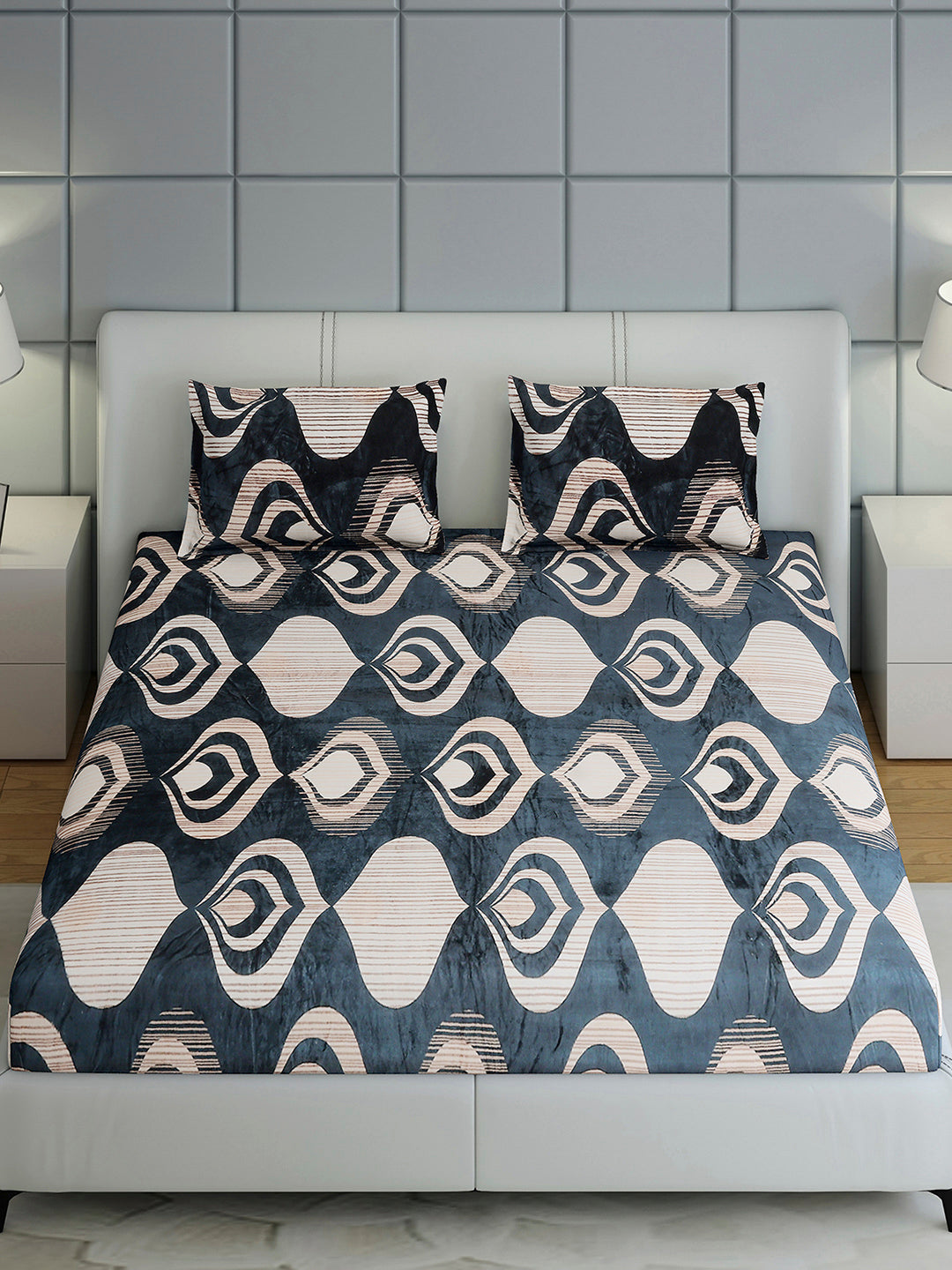 247 GSM 100% Polyester King Bed 1 Bedsheet with 2 Pillow Cover (Teresa)